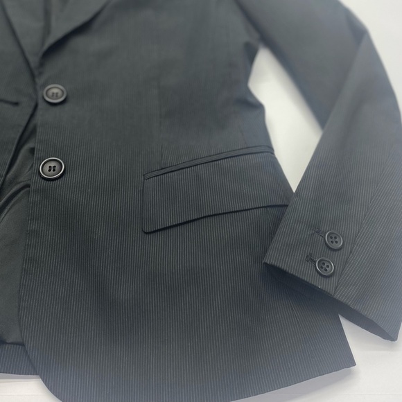 Theory Women’s Blazer 2 Black Pinstripe Tailored Stretch Notch Lapel Lined - Picture 4 of 13